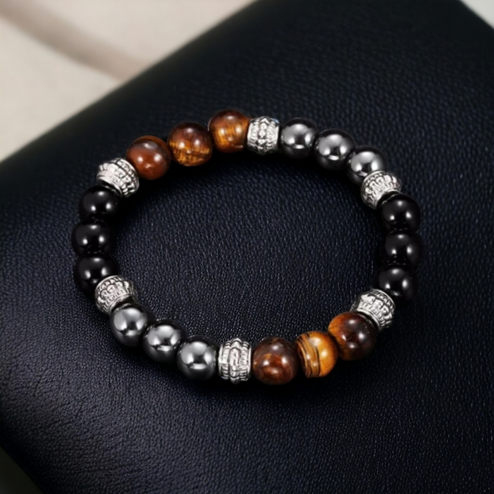 Tiger Eye Bracelet - Hematite Unisex 8mm - Picture 3 of 3